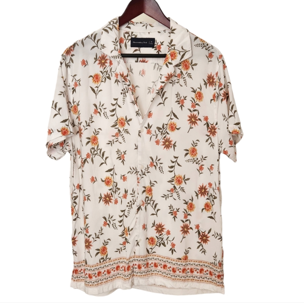 Abercrombie and Fitch Men's Camp Collar Floral Hawaiian Shirt Size XL